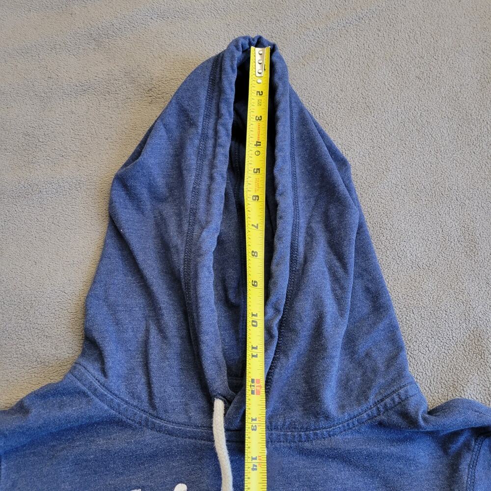 HOLLISTER Sweater Hoodie Womens Large Blue Logo White Drawstrings Lightweight - Picture 9 of 11
